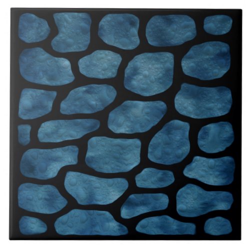 Blue Stone Stained Glass Pattern Ceramic Tile