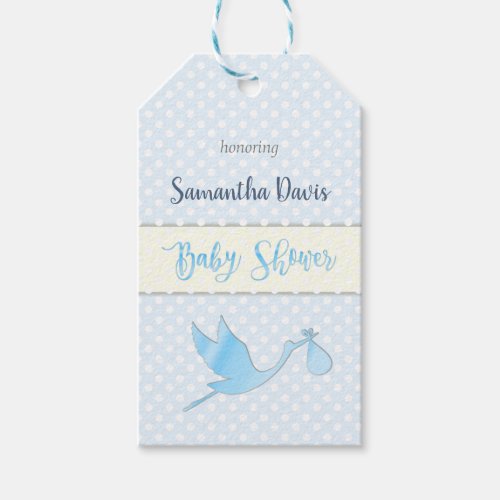 Blue Stork Baby Boy Baby Shower Gift Tags