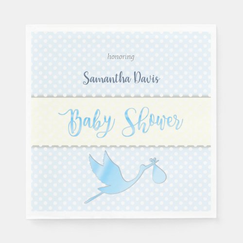 Blue Stork Baby Boy Baby Shower Napkins