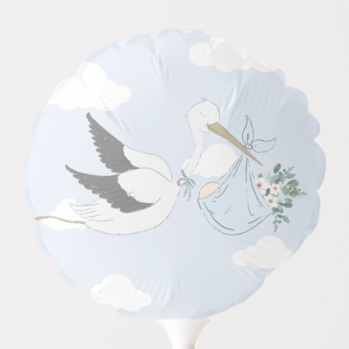 Blue Stork Baby Shower Balloon