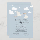 Blue Stork Baby Shower by Mail Invitation (Front/Back)
