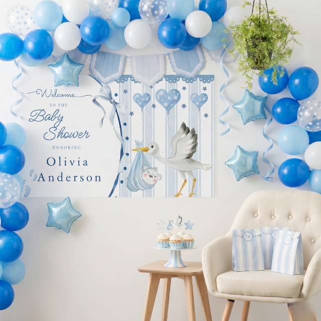 Blue Stork Baby Shower Cute Custom Wall Decal (Creator Uploaded)