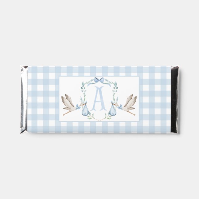 Blue Stork Baby Shower  Hershey Bar Favors (Front)