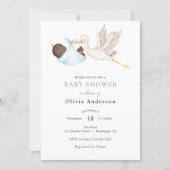 Blue Stork Baby Shower Invitation (Front)