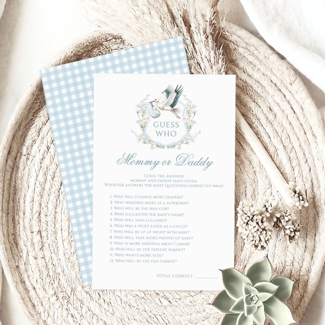 Blue Stork  Baby Shower Mommy or Daddy Game (Creator Uploaded)