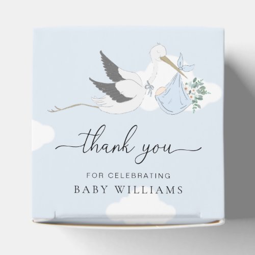 Blue Stork Baby Shower Thank You Favor Boxes