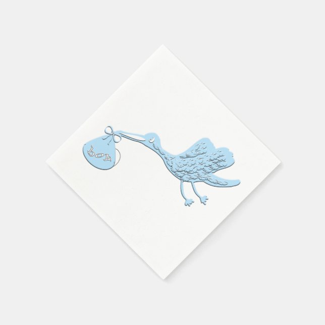 Blue Stork Delivering Boy Napkins (Corner)