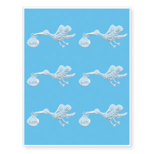 Blue Stork Delivering Boy Temporary Tattoos