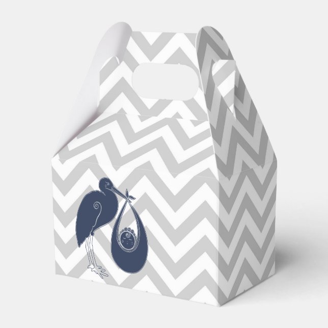 Blue Stork Favor Boxes (Front Side)