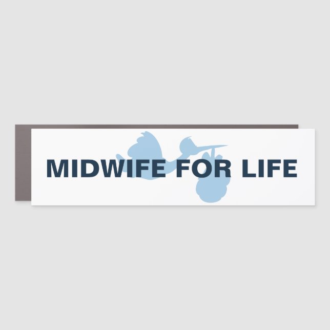 Blue Stork Midwife for Life Car Bumper Magnet (Front)