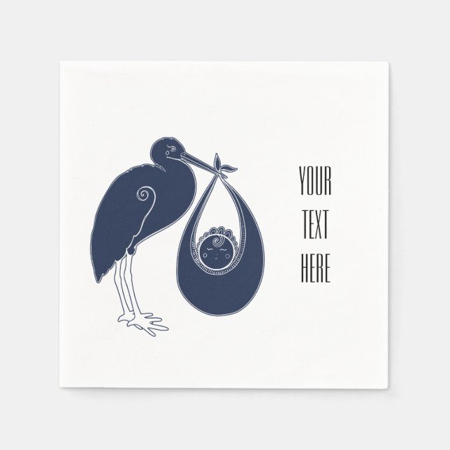 Blue Stork Paper Napkins (Front)