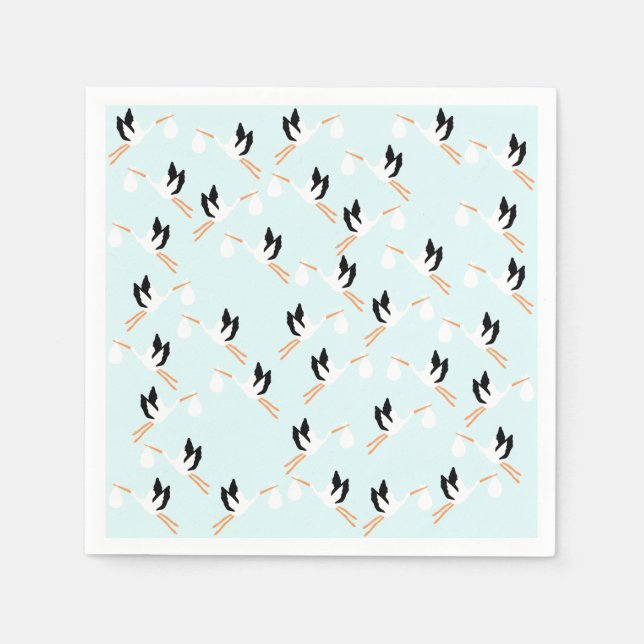 Blue Stork Paper Napkins (Front)