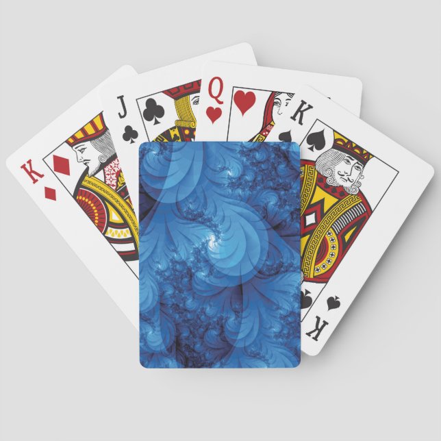 Blue Stormy Seas Fractal Poker Cards (Back)
