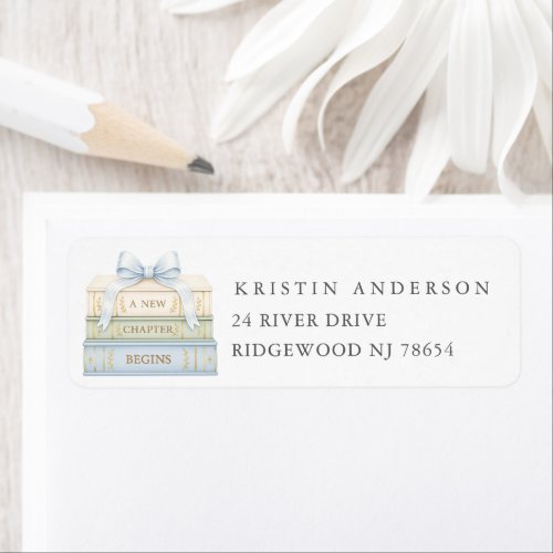 Blue Storybook Baby Shower Address Label