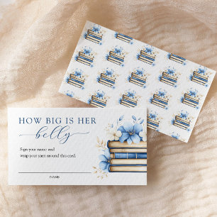 Blue Storybook Baby Shower How Big Is Her Belly Enclosure Card