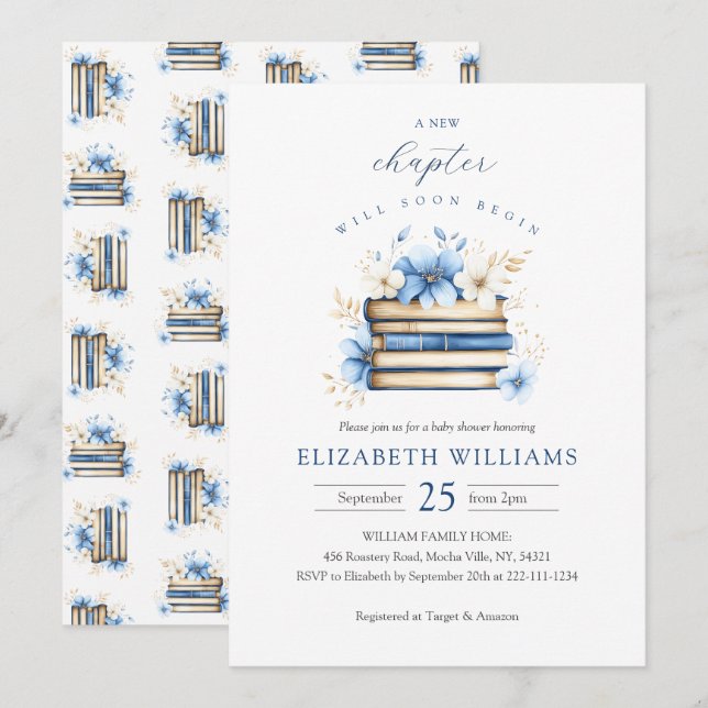 Blue Storybook Baby Shower Invitation Boy (Front/Back)