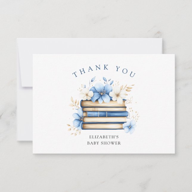 Blue Storybook Baby Shower Thank You (Front)