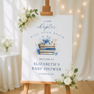 Blue Storybook Baby Shower Welcome Sign