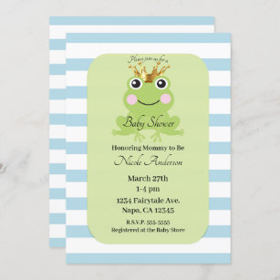 Blue Storybook Fairy Tale Frog Prince Baby Shower Invitation