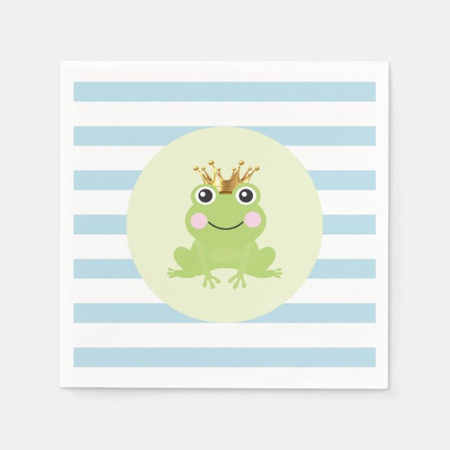 Blue Storybook Fairy Tale Frog Prince Baby Shower Napkins (Front)