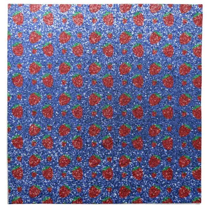 Blue strawberry glitter printed napkin