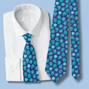 Blue Strawberry Neck Tie