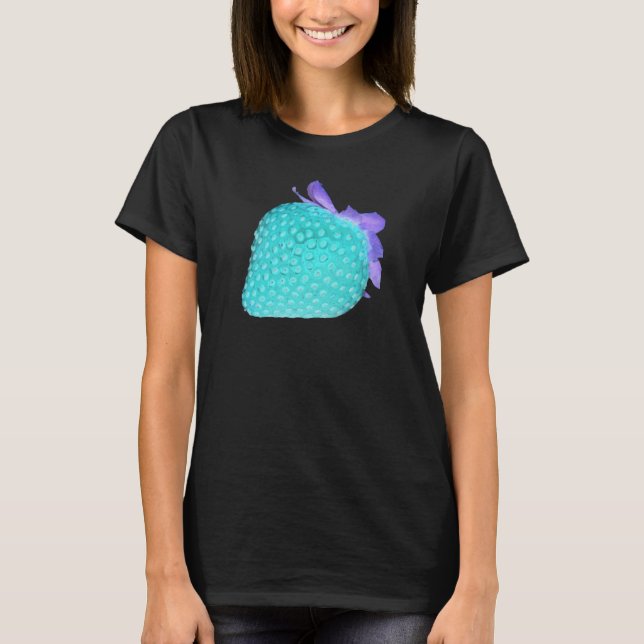 Blue strawberry neon cute berry fruit T-Shirt (Front)