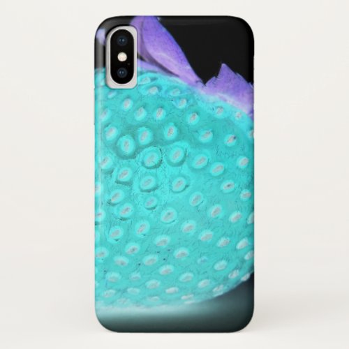 Blue strawberry neon cute black turquoise iPhone x case