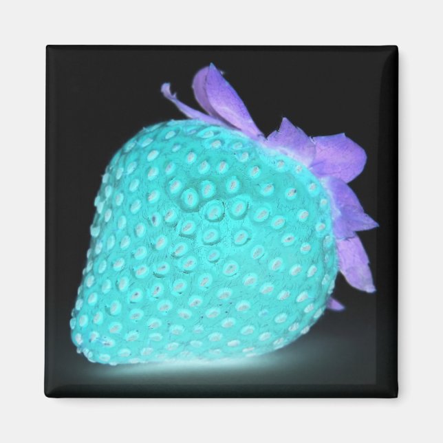 Blue strawberry neon cute magnet (Front)