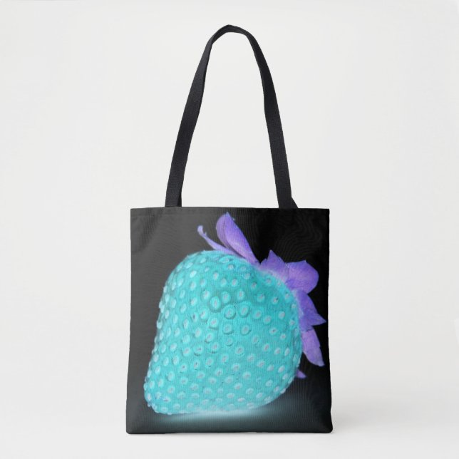 Blue strawberry neon cute tote bag (Front)