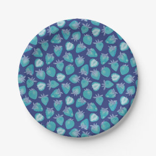 Blue Strawberry Pattern Paper Plates