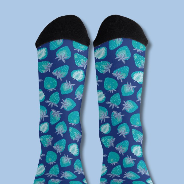 Blue Strawberry Socks (Blue strawberry pattern socks )