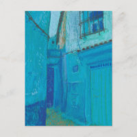Blue Street Chefchaouen Morocco Pastel Painting Ar