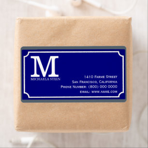 blue street sign monogrammed label