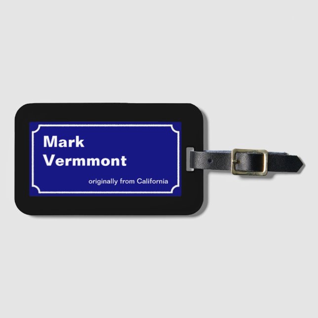 blue street sign personalized luggage tag (Front Horizontal)