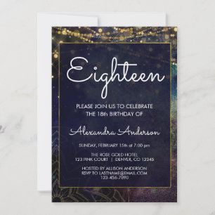 Blue String Light Mandala 18th Birthday Invitation