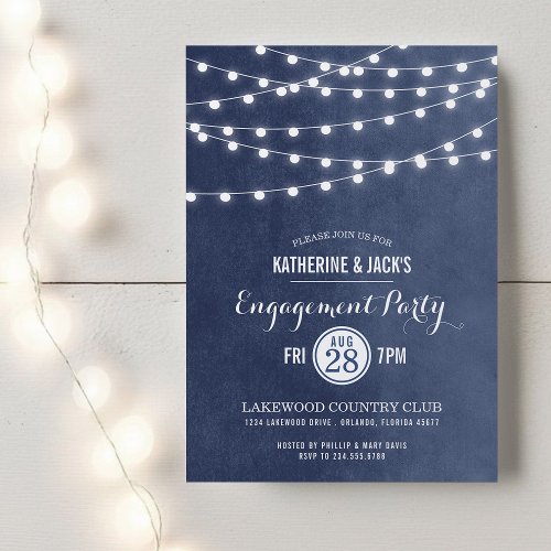 Summer String Lights Engagement Party Invitation