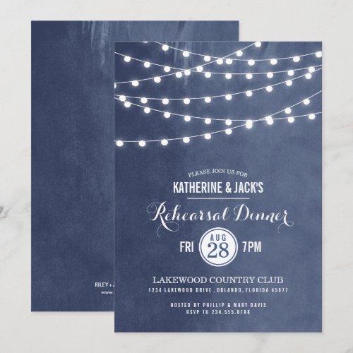 Summer String Lights Rehearsal Dinner Invitation