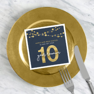 Blue Strings of Lights 10 Year Class Reunion Napkins