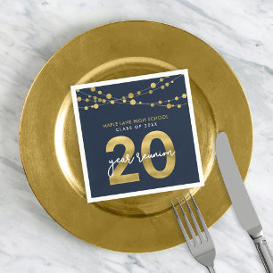 Blue Strings of Lights 20 Year Class Reunion Napkins