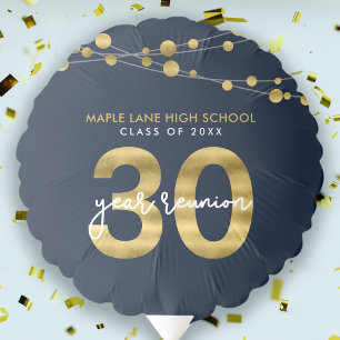 Blue Strings of Lights 30 Year Class Reunion Balloon