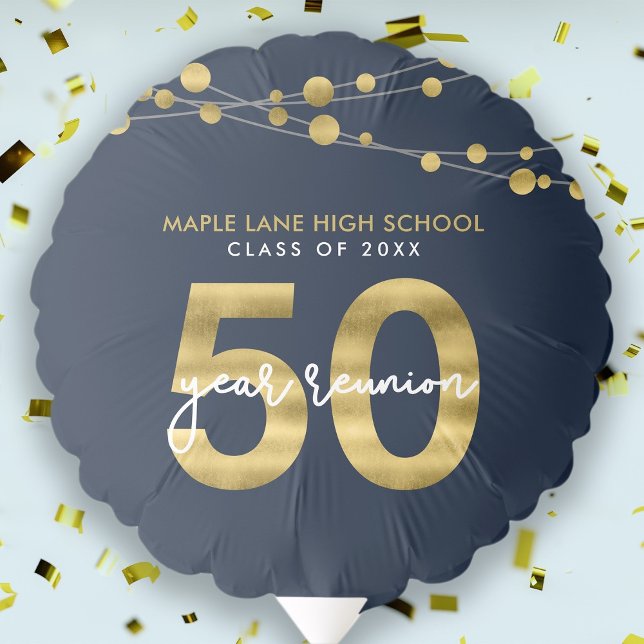 Blue Strings of Lights 50 Year Class Reunion Balloon (Creator Uploaded)