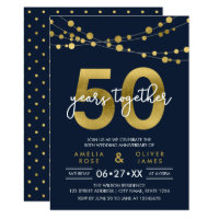 Blue Strings of Lights 50th Wedding Anniversary Card