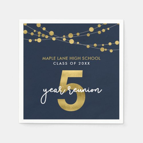 Blue Strings of Lights 5 Year Class Reunion Napkins