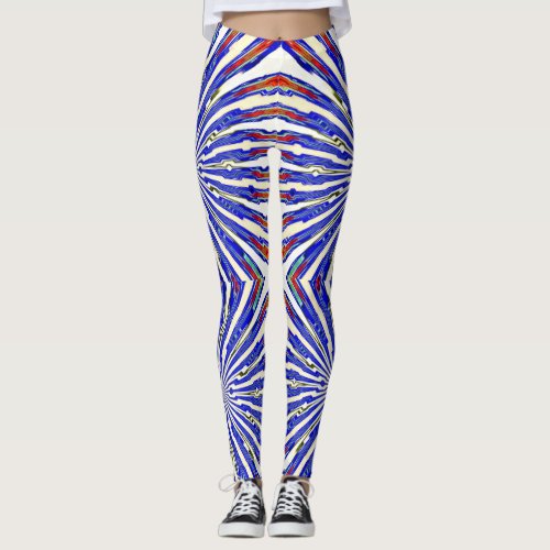 Blue Strip tronart design Print Leggings