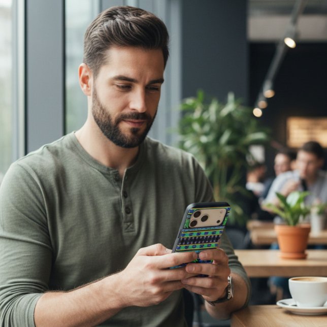 Blue Stripe Aztec Case-Mate iPhone Case (Creator Uploaded)