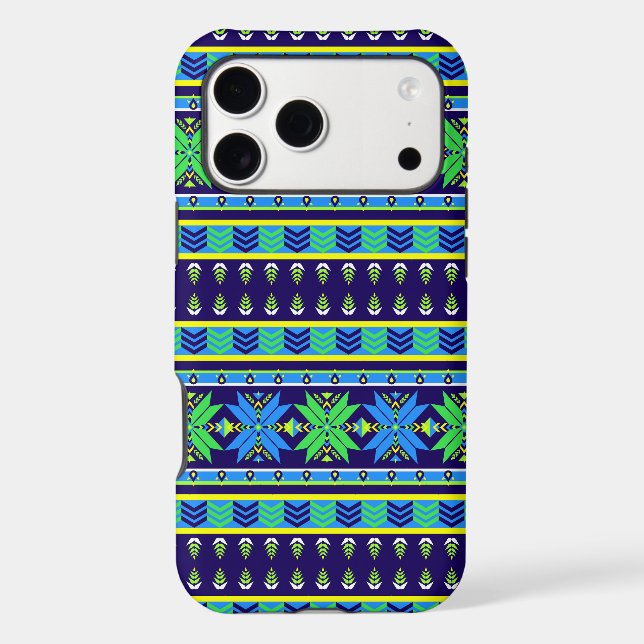 Blue Stripe Aztec Iphone Case (Back)
