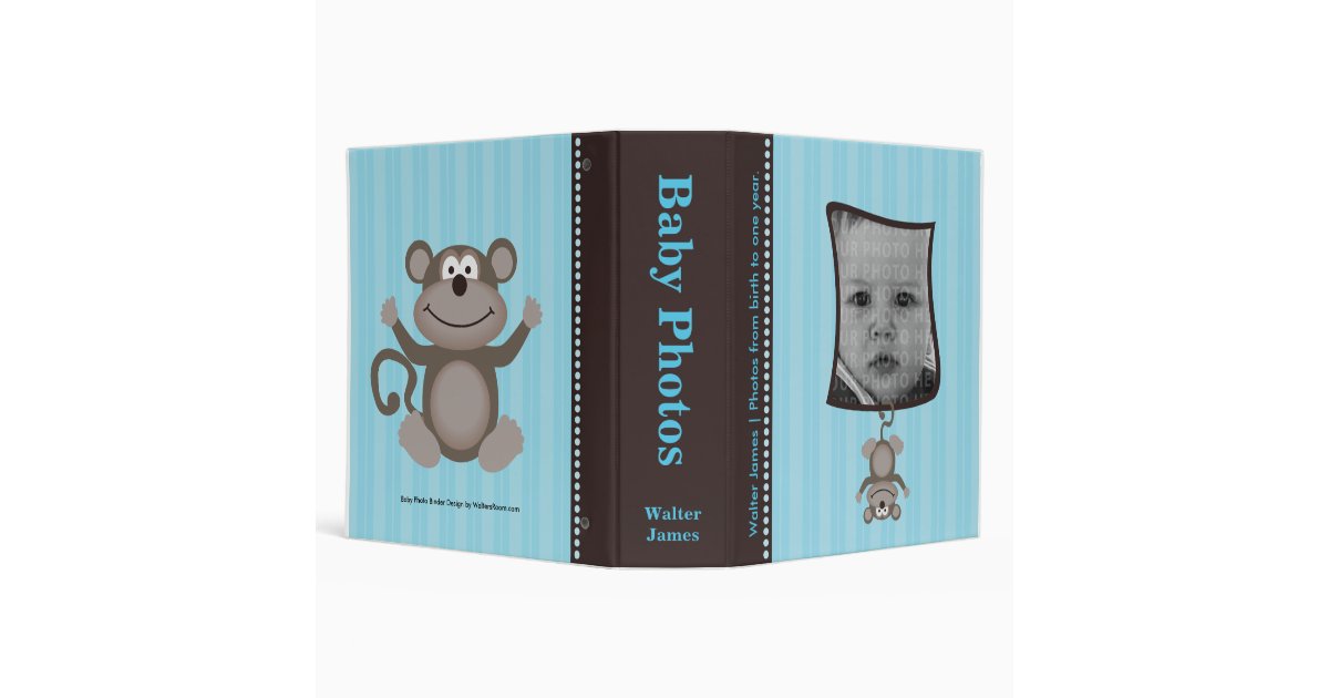 Bunny Blue Stripe Baby Boy Scrapbook Album 3 Ring Binder
