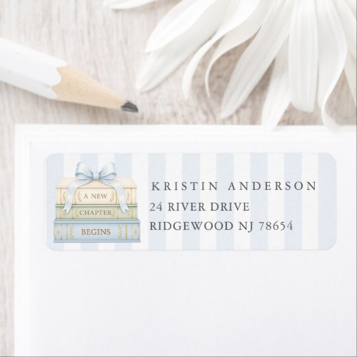 Blue Stripe Baby Shower Address Label