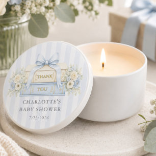Blue Stripe Baby Shower Candle Favor Mini Candle Favors